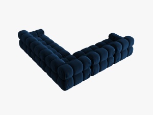 COLTAR MODULAR BELLIS, 5 LOCURI, 282 CM, ALBASTRU 81, TAPITERIE DIN CATIFEA, DESIGN DEOSEBIT - Img 5