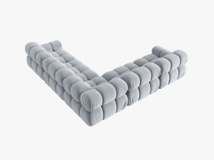 COLTAR MODULAR BELLIS, 5 LOCURI, 282 CM, ALBASTRU DESCHIS 80, TAPITERIE DIN CATIFEA, DESIGN DEOSEBIT - Img 2
