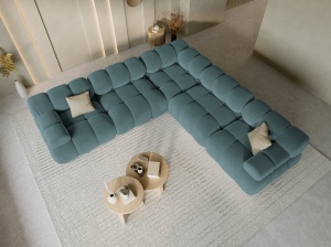 COLTAR MODULAR BELLIS, 5 LOCURI, 282 CM, VERDE PETROL 87, TAPITERIE DIN CATIFEA, DESIGN DEOSEBIT