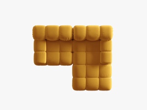 COLTAR MODULAR BELLIS, DREAPTA, 2 LOCURI, 191 CM, GALBEN 41, TAPITERIE DIN CATIFEA, DESIGN DEOSEBIT - Img 3