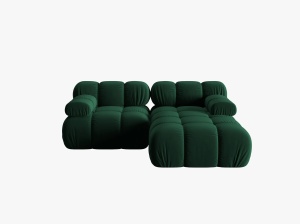 COLTAR MODULAR BELLIS, DREAPTA, 2 LOCURI, 191 CM, VERDE 38, TAPITERIE DIN CATIFEA, MICADONI - Img 6