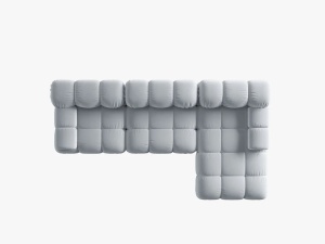 COLTAR MODULAR BELLIS, DREAPTA, 3 LOCURI, 285 CM, ALBASTRU DESCHIS 80, TAPITERIE DIN CATIFEA, DESIGN DEOSEBIT - Img 3