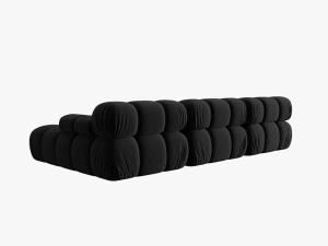 COLTAR MODULAR BELLIS, DREAPTA, 3 LOCURI, 285 CM, NEGRU 100, TAPITERIE DIN CATIFEA, DESIGN DEOSEBIT - Img 5