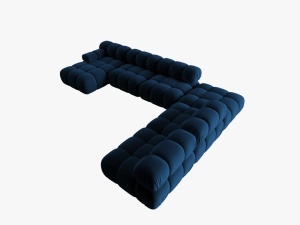 COLTAR MODULAR BELLIS, DREAPTA, 6 LOCURI, 379 CM, ALBASTRU 81, TAPITERIE DIN CATIFEA, DESIGN DEOSEBIT - Img 3