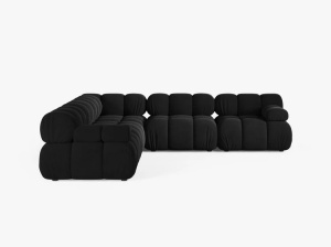 COLTAR MODULAR BELLIS, NEGRU, CU TAPITERIE DIN CATIFEA BLUVEL, MICADONI - Img 2