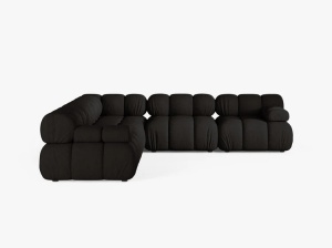 COLTAR MODULAR BELLIS, NEGRU, CU TAPITERIE DIN TEXTIL STRUCTURAT LIBERTY, MICADONI - Img 2