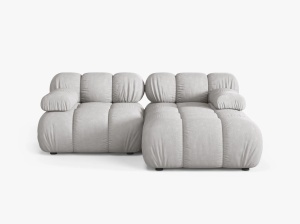 COLTAR MODULAR BELLIS, PE DREAPTA, GRI DESCHIS, CU TAPITERIE DIN TEXTIL STRUCTURAT LIBERTY, MICADONI