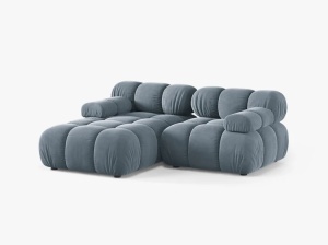 COLTAR MODULAR BELLIS, PE STANGA, ALBASTRU DESCHIS, CU TAPITERIE DIN CATIFEA BLUVEL, MICADONI - Img 2