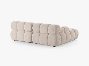 COLTAR MODULAR BELLIS, PE STANGA, BEJ DESCHIS, CU TAPITERIE DIN CATIFEA VENUS, MICADONI - Img 3