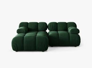 COLTAR MODULAR BELLIS, PE STANGA, VERDE SMARALD, CU TAPITERIE DIN CATIFEA BLUVEL, MICADONI