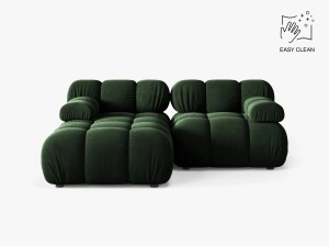 COLTAR MODULAR BELLIS, PE STANGA, VERDE SMARALD, CU TAPITERIE DIN CATIFEA VENUS, MICADONI
