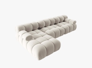 COLTAR MODULAR BELLIS, STANGA, 3 LOCURI, 285 CM, BEJ DESCHIS 21, TAPITERIE DIN CATIFEA, DESIGN DEOSEBIT - Img 4