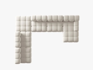 COLTAR MODULAR BELLIS, STANGA, 6 LOCURI, 379 CM, BEJ DESCHIS 21, TAPITERIE DIN CATIFEA, DESIGN DEOSEBIT - Img 2