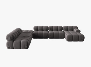 COLTAR MODULAR BELLIS, STANGA, 6 LOCURI, 379 CM, GRI INCHIS 97, TAPITERIE DIN CATIFEA, DESIGN DEOSEBIT - Img 5