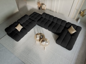 COLTAR MODULAR BELLIS, STANGA, 6 LOCURI, 379 CM, NEGRU 100, TAPITERIE DIN CATIFEA, DESIGN DEOSEBIT