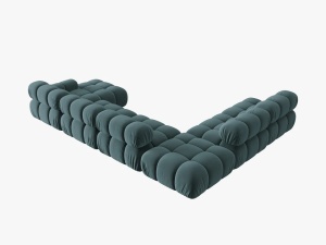 COLTAR MODULAR BELLIS, STANGA, 6 LOCURI, 379 CM, VERDE PETROL 87, TAPITERIE DIN CATIFEA, DESIGN DEOSEBIT - Img 2
