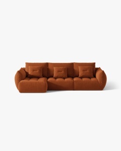 COLTAR MODULAR BLOOM, PE STANGA, CARAMIZIU, 327 CM, CU TAPITERIE DIN TEXTIL CATIFEA CASINO, MICADONI