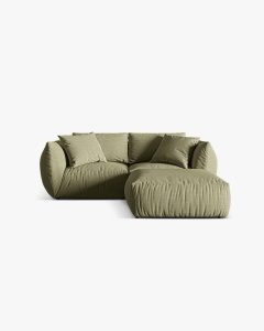 COLTAR MODULAR CHRIS, 220X100, VERDE DESCHIS, CU TAPITERIE DIN TEXTIL STRUCTURAT LINS, MICADONI - Img 3