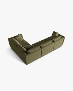COLTAR MODULAR CHRIS, PE DREAPTA, 210X295, VERDE DESCHIS, CU TAPITERIE DIN TEXTIL CATIFEA CASINO, MICADONI - Img 2