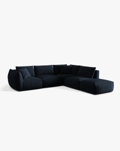 COLTAR MODULAR CHRIS, PE DREAPTA, 290X295, ALBASTRU ROYAL, CU TAPITERIE DIN TEXTIL CATIFEA CASINO, MICADONI - Img 2