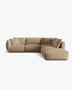 COLTAR MODULAR CHRIS, PE DREAPTA, 290X295, BEJ MIGDALA, CU TAPITERIE DIN TEXTIL CATIFEA CASINO, MICADONI - Img 2