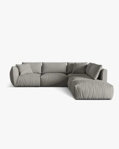 COLTAR MODULAR CHRIS, PE DREAPTA, 290X295, GRI CALD, CU TAPITERIE DIN TEXTIL STRUCTURAT LINS, MICADONI - Img 2
