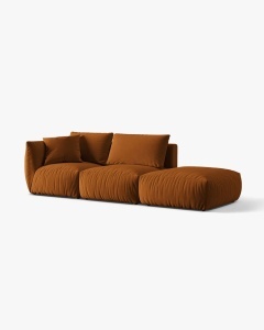 COLTAR MODULAR CHRIS, PE DREAPTA, 315X100, SCORTISOARA, CU TAPITERIE DIN TEXTIL CATIFEA CASINO, MICADONI - Img 2