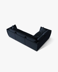 COLTAR MODULAR CHRIS, PE STANGA, 210X295, ALBASTRU ROYAL, CU TAPITERIE DIN TEXTIL CATIFEA CASINO, MICADONI - Img 3