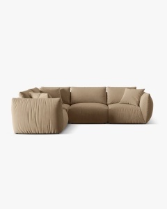 COLTAR MODULAR CHRIS, PE STANGA, 210X295, BEJ MIGDALA, CU TAPITERIE DIN TEXTIL CATIFEA CASINO, MICADONI