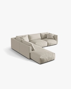 COLTAR MODULAR CHRIS, PE STANGA, 290X295, NATURAL, CU TAPITERIE DIN TEXTIL STRUCTURAT LINS, MICADONI - Img 2