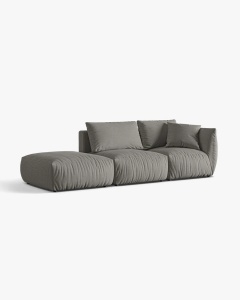 COLTAR MODULAR CHRIS, PE STANGA, 315X100, GRI CALD, CU TAPITERIE DIN TEXTIL STRUCTURAT LINS, MICADONI - Img 2