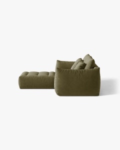 COLTAR MODULAR, CU 2 LOCURI, BLOOM, VERDE DESCHIS, 327 CM, CU TAPITERIE DIN TEXTIL STRUCTURAT WIND, MICADONI - Img 3