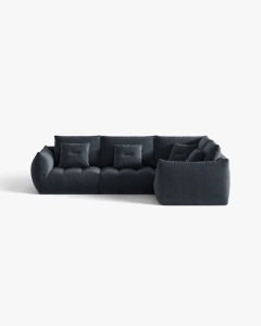 COLTAR MODULAR, CU 4 LOCURI, BLOOM, PE DREAPTA, ALBASTRU MARIN, 316 CM, CU TAPITERIE DIN TEXTIL STRUCTURAT WIND, MICADONI