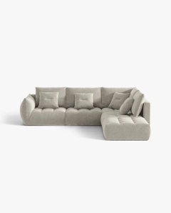 COLTAR MODULAR, CU 4 LOCURI, BLOOM, PE DREAPTA, GRI DESCHIS, 316 CM, CU TAPITERIE DIN TEXTIL STRUCTURAT WIND, MICADONI