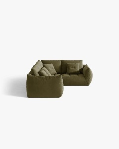 COLTAR MODULAR, CU 4 LOCURI, BLOOM, PE DREAPTA, VERDE DESCHIS, 316 CM, CU TAPITERIE DIN TEXTIL CATIFEA CASINO, MICADONI - Img 3
