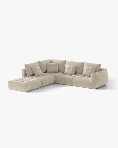 COLTAR MODULAR, CU 4 LOCURI, BLOOM, PE STANGA, BEJ DESCHIS, 316 CM, CU TAPITERIE DIN TEXTIL STRUCTURAT WIND, MICADONI - Img 2
