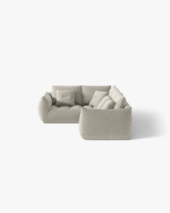 COLTAR MODULAR, CU 4 LOCURI, BLOOM, PE STANGA, GRI DESCHIS, 316 CM, CU TAPITERIE DIN TEXTIL STRUCTURAT WIND, MICADONI - Img 3