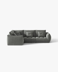 COLTAR MODULAR, CU 4 LOCURI, BLOOM, PE STANGA, GRI INCHIS, 316 CM, CU TAPITERIE DIN TEXTIL STRUCTURAT WIND, MICADONI