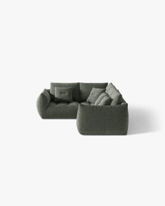COLTAR MODULAR, CU 4 LOCURI, BLOOM, PE STANGA, VERDE MUSCHI, 316 CM, CU TAPITERIE DIN TEXTIL STRUCTURAT WIND, MICADONI - Img 3
