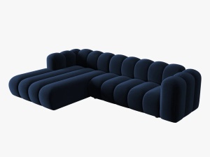 COLTAR MODULAR LUPIN, STANGA, 4 LOCURI, 288 CM, ALBASTRU ROYAL 5, TAPITERIE DIN CATIFEA, DESIGN DEOSEBIT - Img 2