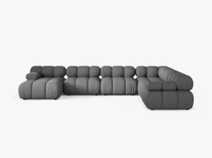 COLTAR MODULAR PANORAMIC BELLIS, PE DREAPTA, GRI, CU TAPITERIE DIN TEXTIL STRUCTURAT LIBERTY, MICADONI - Img 2