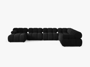 COLTAR MODULAR PANORAMIC BELLIS, PE DREAPTA, NEGRU, CU TAPITERIE DIN CATIFEA BLUVEL, MICADONI - Img 2