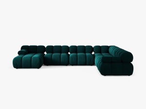 COLTAR MODULAR PANORAMIC BELLIS, PE DREAPTA, PETROL INTENS, CU TAPITERIE DIN CATIFEA VENUS, MICADONI - Img 2