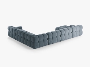 COLTAR MODULAR PANORAMIC BELLIS, PE DREPTA, ALBASTRU DESCHIS, CU TAPITERIE DIN CATIFEA VENUS, MICADONI - Img 3