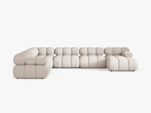 COLTAR MODULAR PANORAMIC BELLIS, PE STANGA, BEJ, CU TAPITERIE DIN TEXTIL STRUCTURAT LIBERTY, MICADONI - Img 2