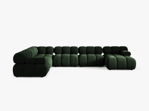 COLTAR MODULAR PANORAMIC BELLIS, PE STANGA, VERDE SMARALD, CU TAPITERIE DIN CATIFEA VENUS, MICADONI - Img 2