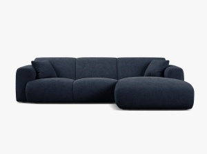 COLTAR MOLINO, 225 CM, PE DREAPTA, ALBASTRU INCHIS, CU TAPITERIE DIN TEXTIL BOUCLE BALOO, MICADONI