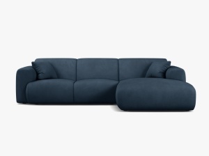 COLTAR MOLINO, 225 CM, PE DREAPTA, ALBASTRU ROYAL, CU TAPITERIE DIN TEXTIL CHENILLE REBEL, MICADONI