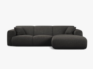 COLTAR MOLINO, 225 CM, PE DREAPTA, GRI ANTRACIT, CU TAPITERIE DIN TEXTIL CHENILLE EDEN, MICADONI