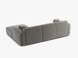 COLTAR MOLINO, 225 CM, PE DREAPTA, GRI, CU TAPITERIE DIN TEXTIL CATIFEA CASINO, MICADONI - Img 3